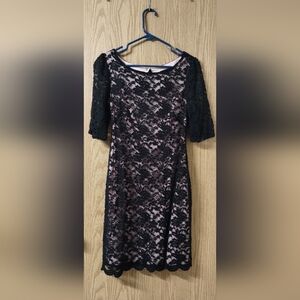 Black & Pink Lace Dress